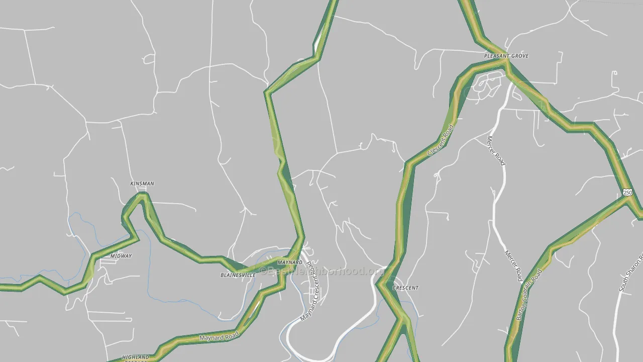 Maynard, OH Map of Noise Levels in Maynard