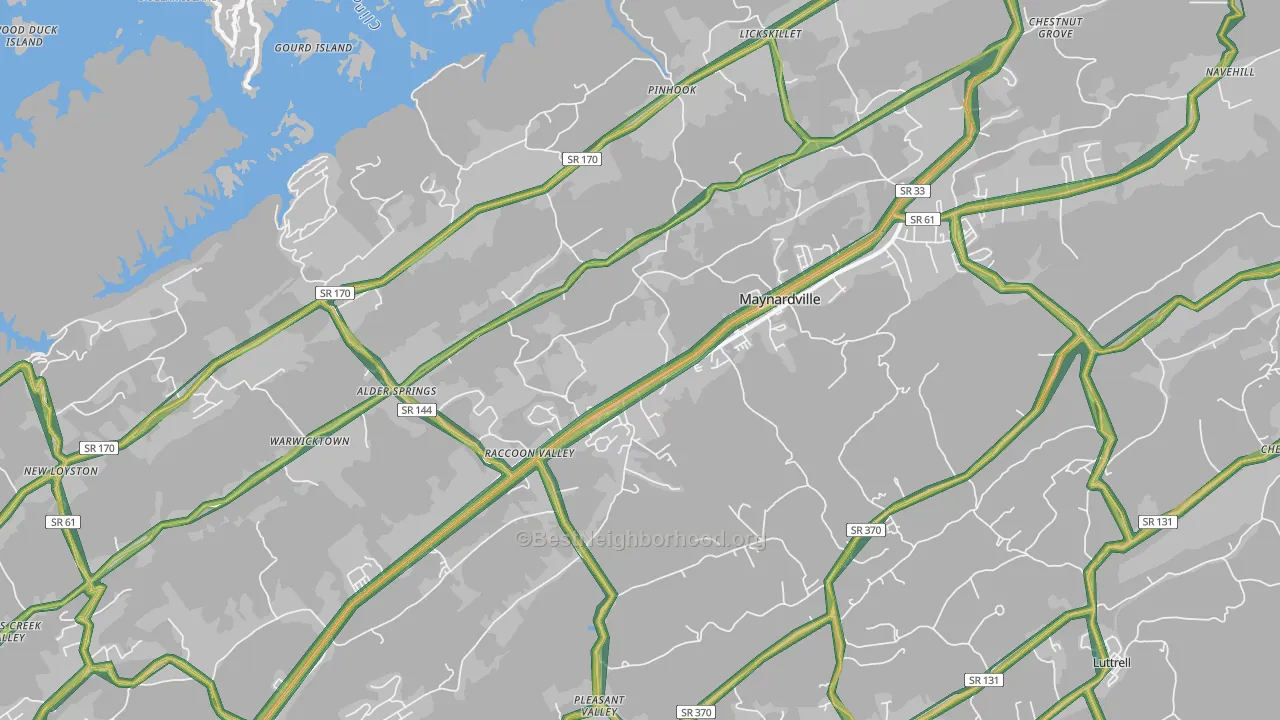 Maynardville, TN Map of Noise Levels in Maynardville