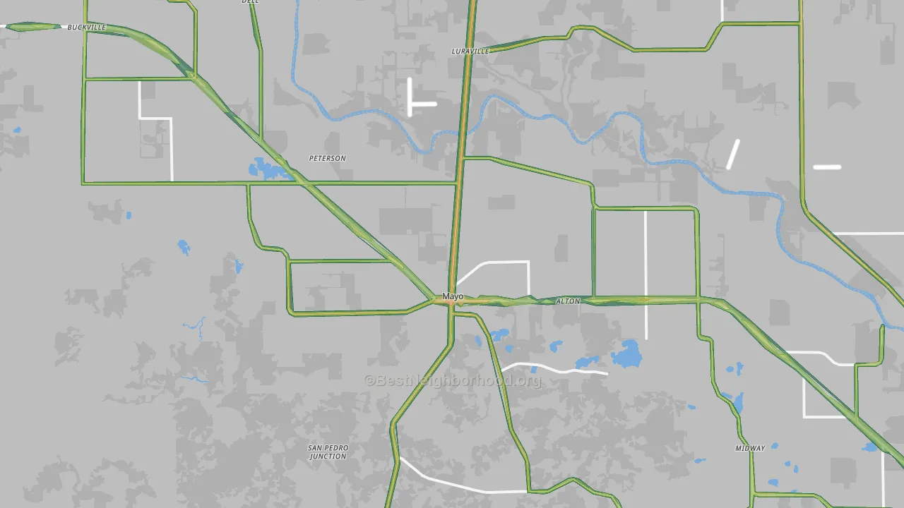 Mayo, FL Map of Noise Levels in Mayo