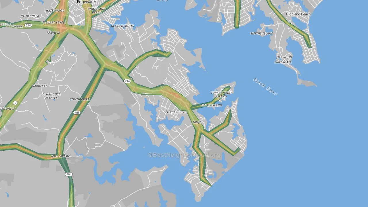Mayo, MD Map of Noise Levels in Mayo
