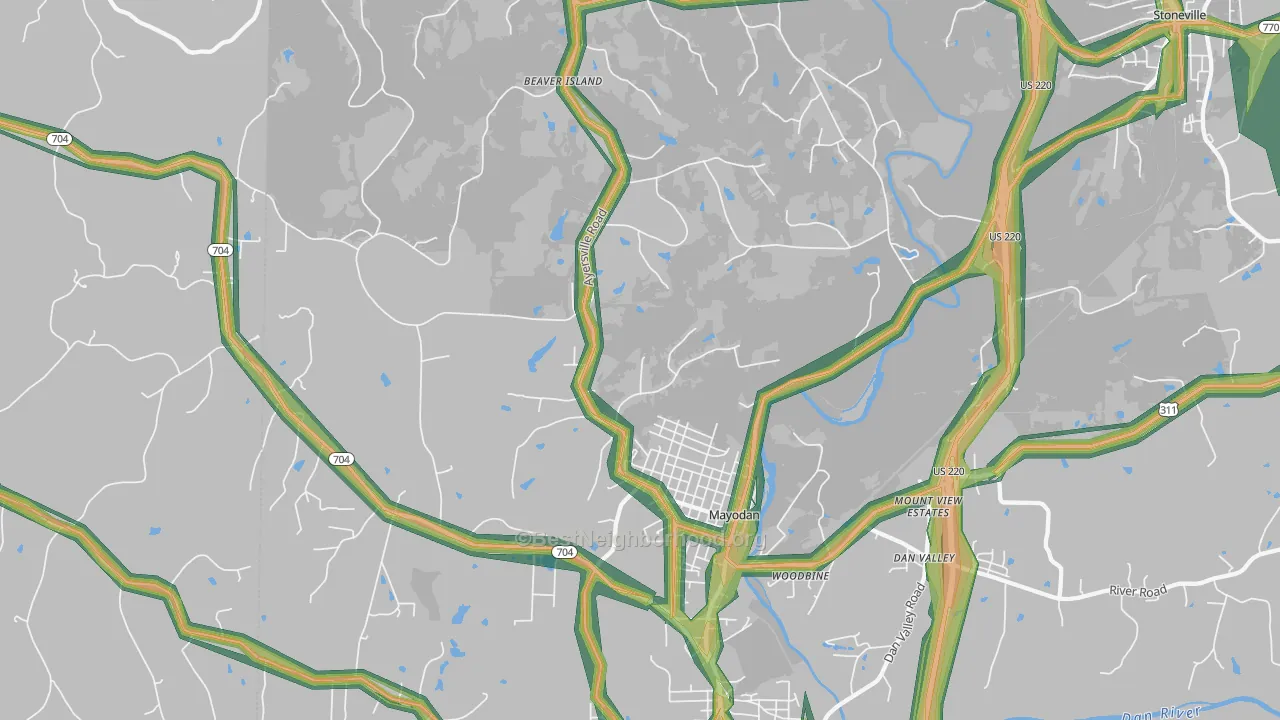 Mayodan, NC Map of Noise Levels in Mayodan