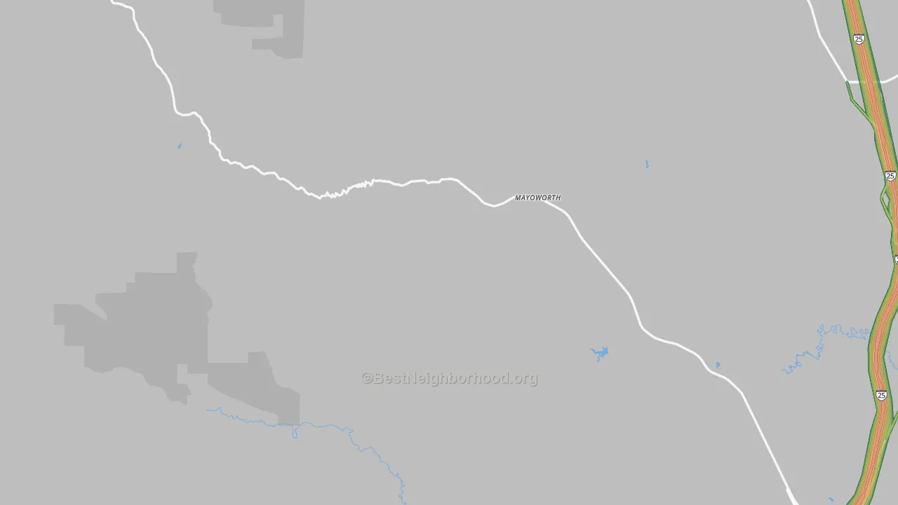 Mayoworth, WY Map of Noise Levels in Mayoworth