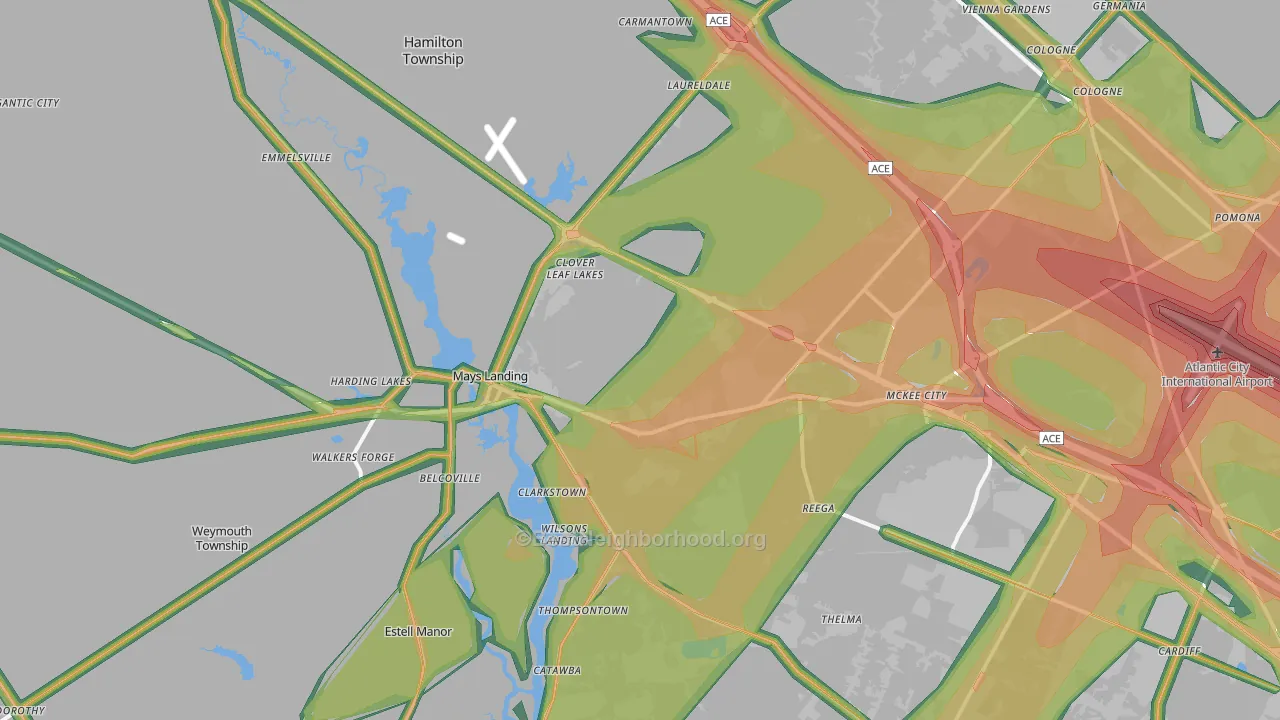 Mays Landing, NJ Map of Noise Levels in Mays Landing