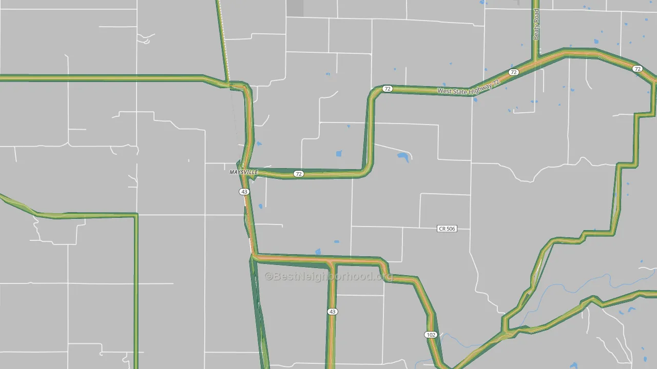 Maysville, AR Map of Noise Levels in Maysville