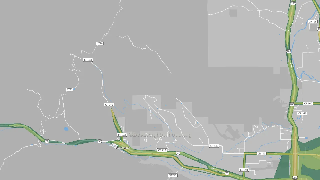 Maysville, CO Map of Noise Levels in Maysville