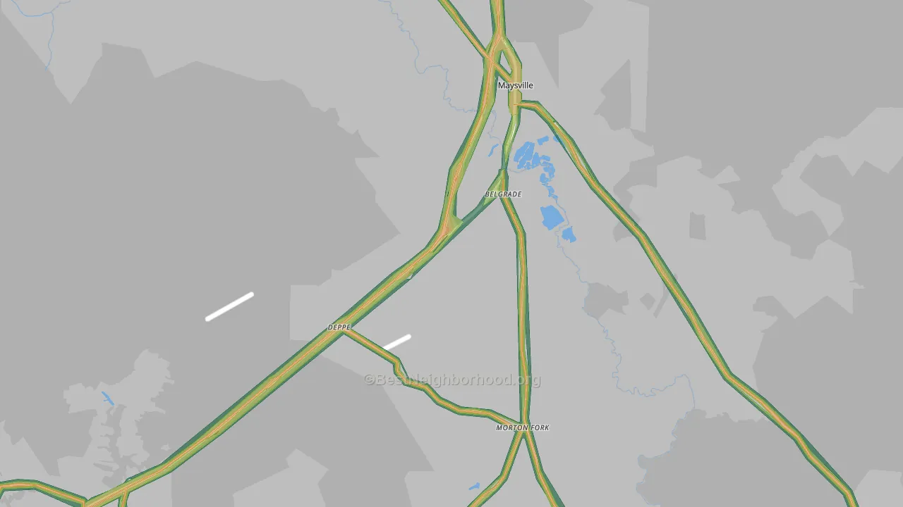 Maysville, NC Map of Noise Levels in Maysville