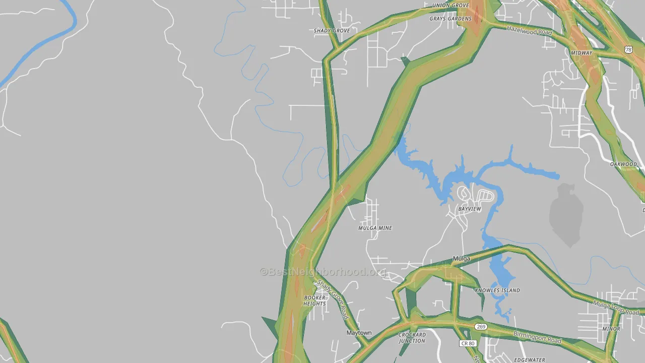 Maytown, AL Map of Noise Levels in Maytown