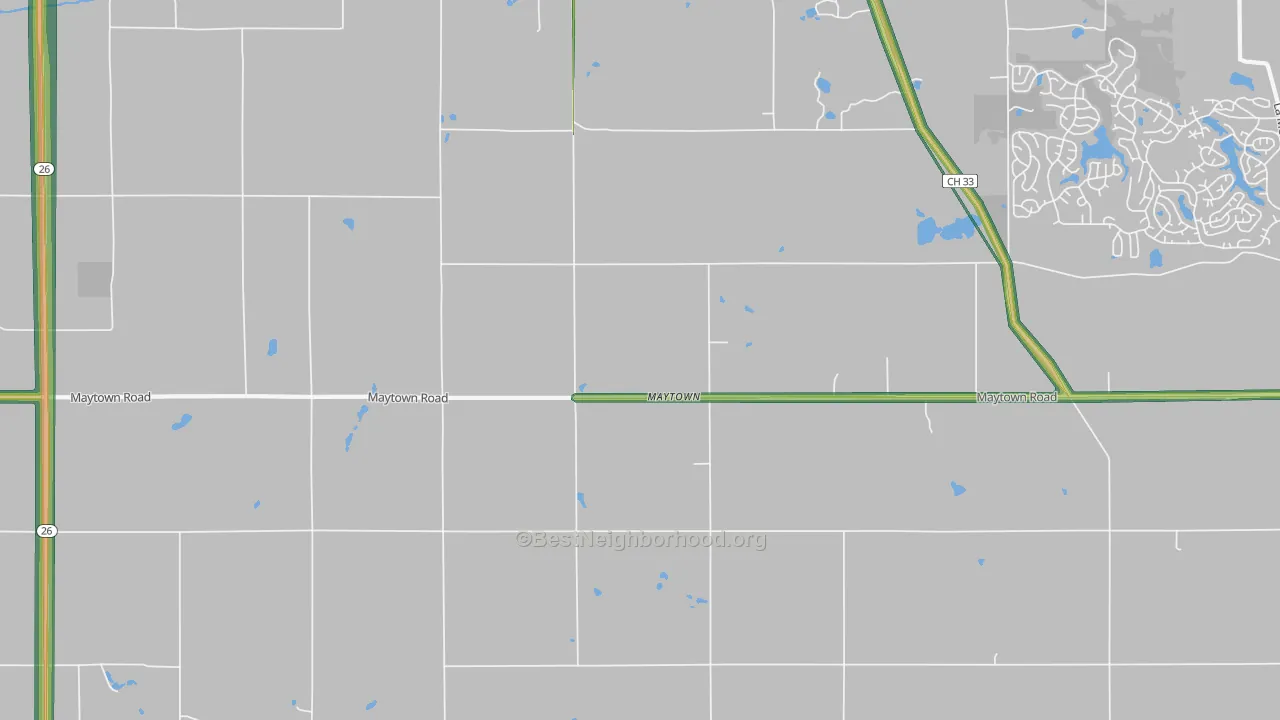 Maytown, IL Map of Noise Levels in Maytown
