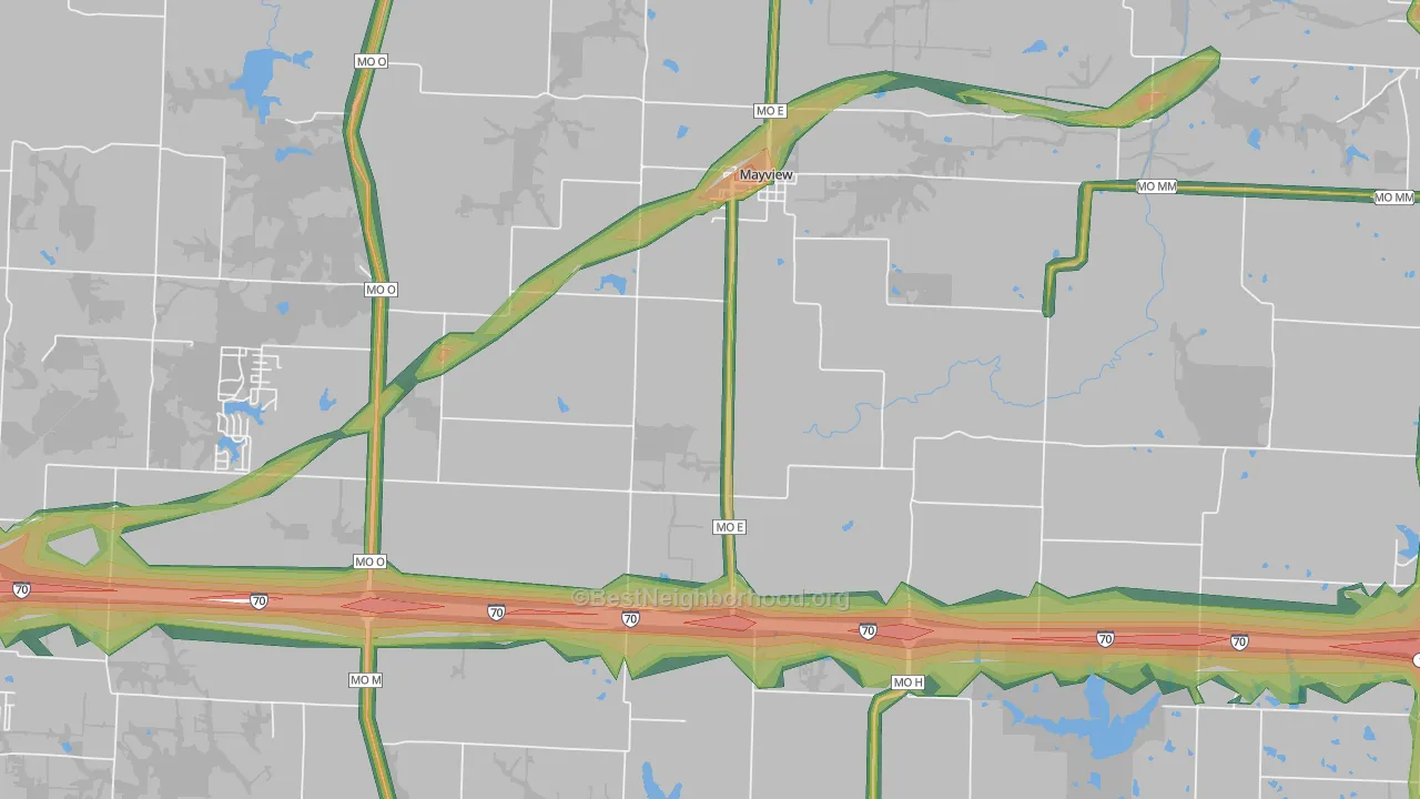Mayview, MO Map of Noise Levels in Mayview