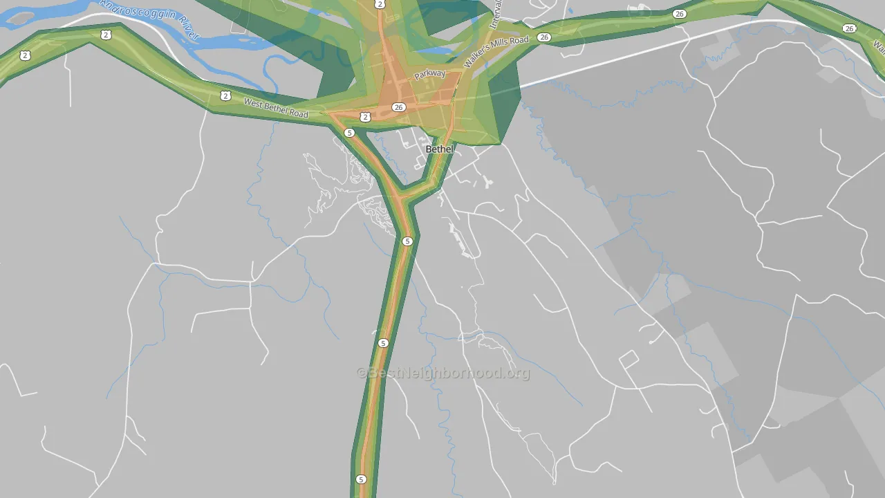 Mayville, ME Map of Noise Levels in Mayville