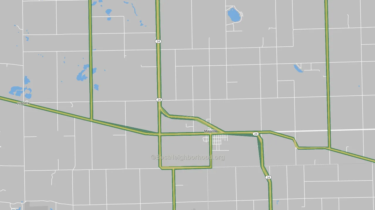 Mayville, MI Map of Noise Levels in Mayville