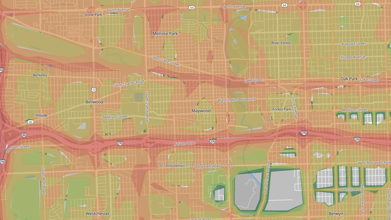 Maywood, IL Map of Noise Levels in Maywood
