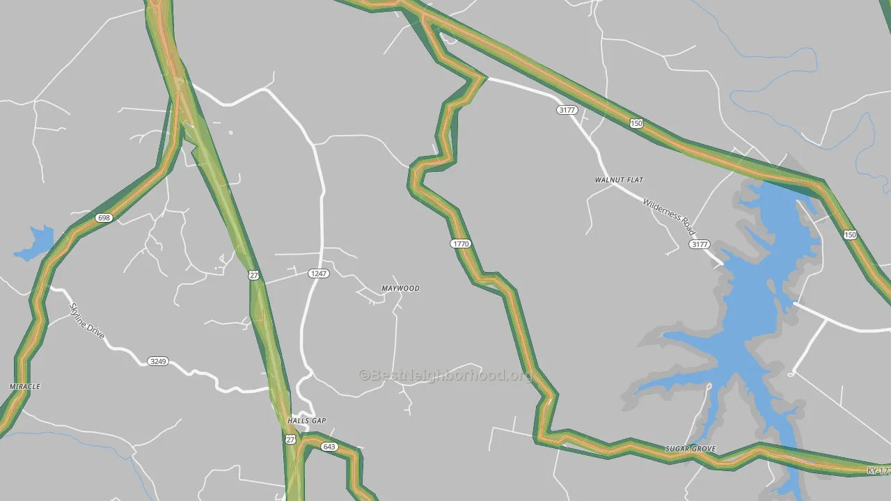 Maywood, KY Map of Noise Levels in Maywood
