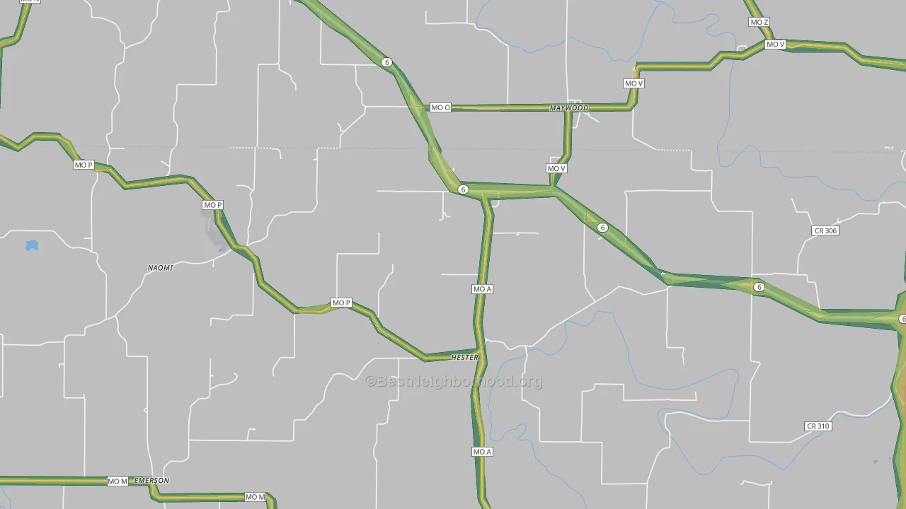 Maywood, MO Map of Noise Levels in Maywood