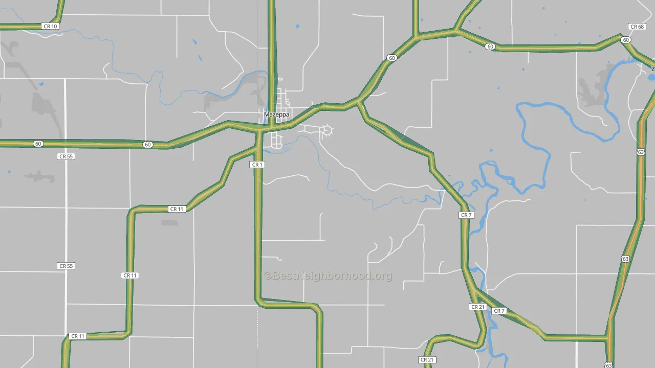 Mazeppa, MN Map of Noise Levels in Mazeppa