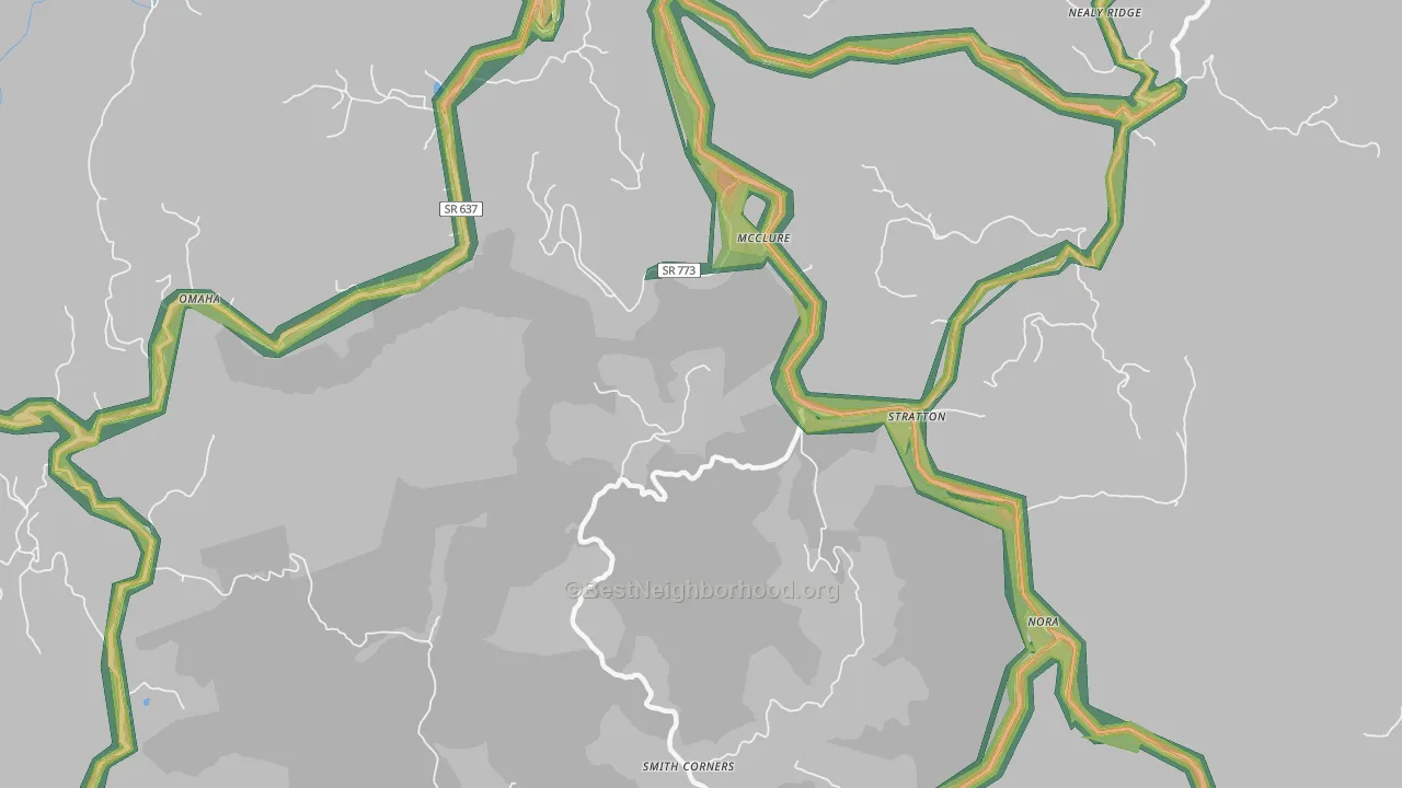 Mc Clure, VA Map of Noise Levels in Mc Clure