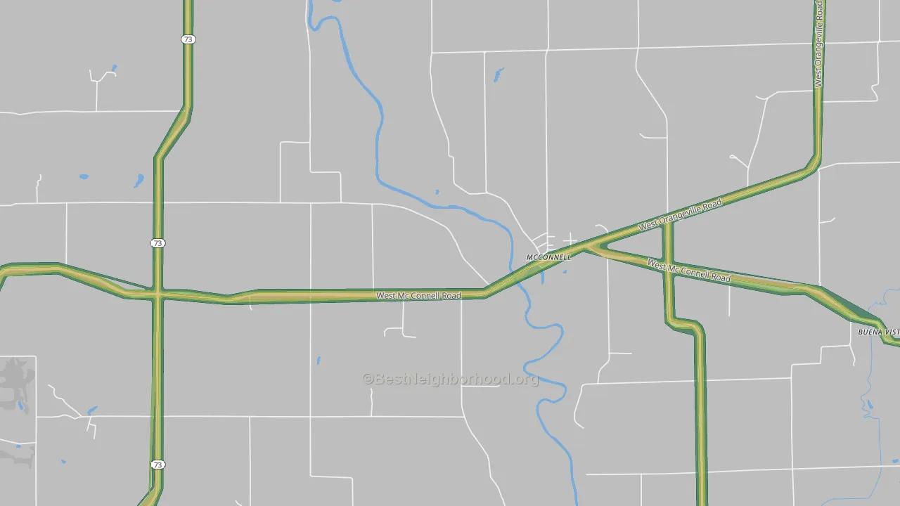 Mc Connell, IL Map of Noise Levels in Mc Connell