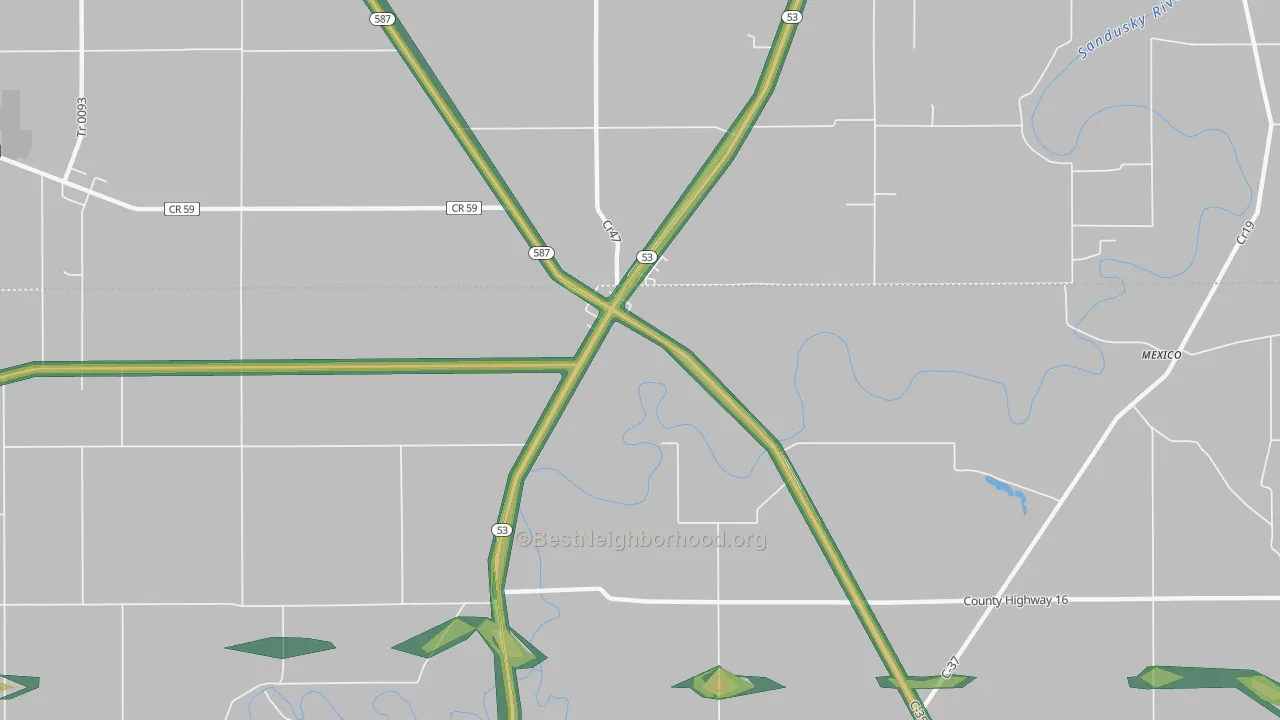 Mc Cutchenville, OH Map of Noise Levels in Mc Cutchenville