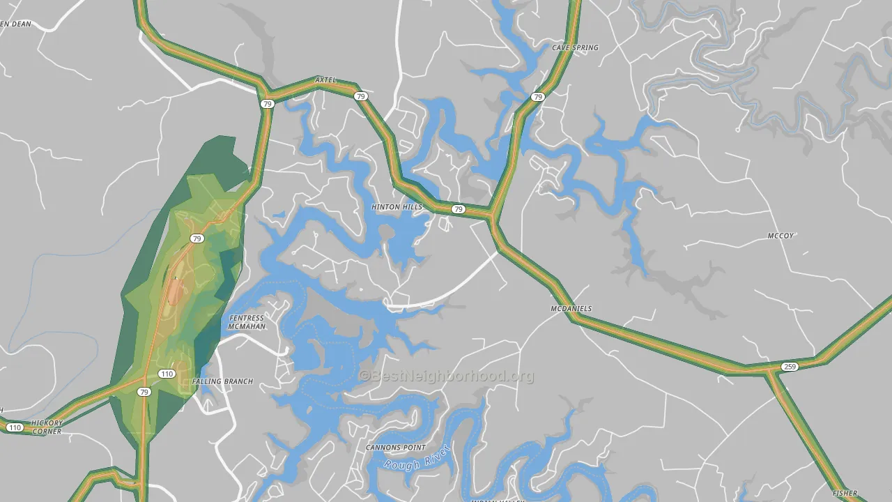 Mc Daniels, KY Map of Noise Levels in Mc Daniels