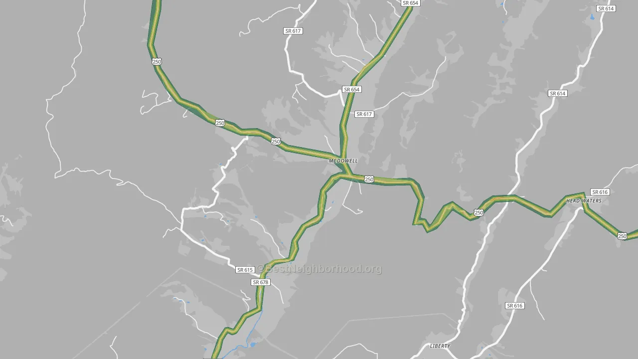 Mc Dowell, VA Map of Noise Levels in Mc Dowell