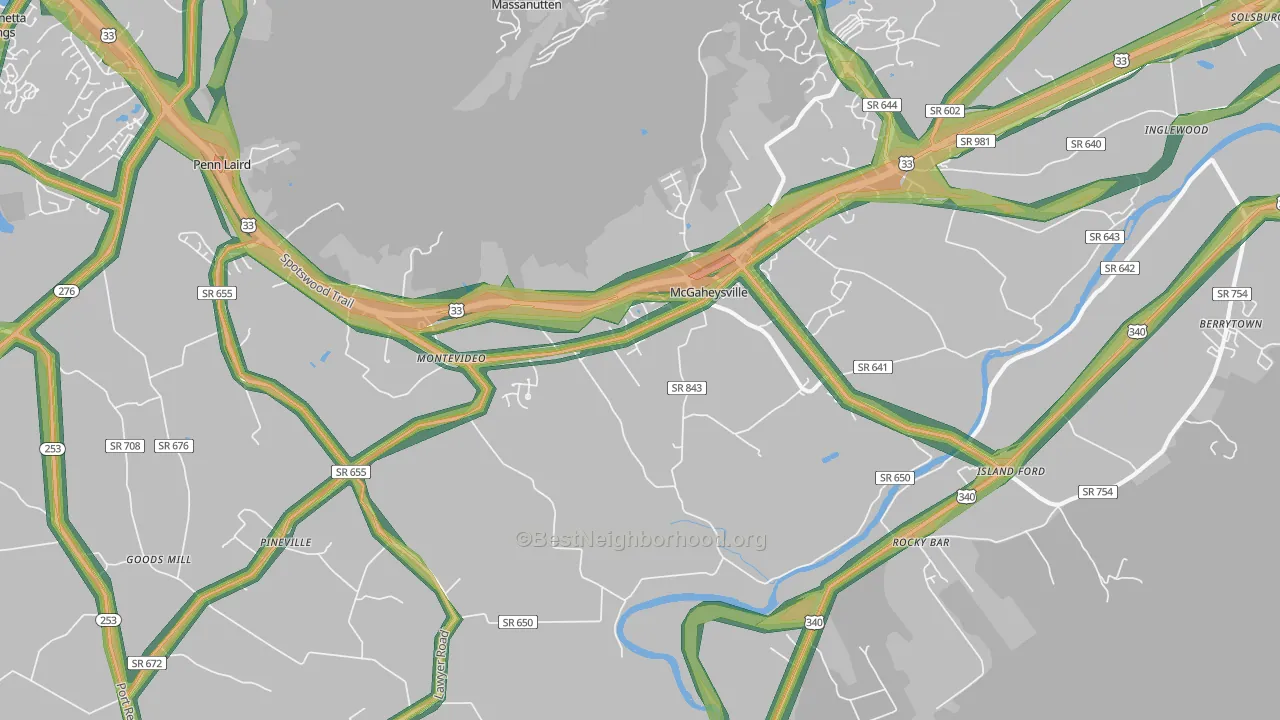 Mc Gaheysville, VA Map of Noise Levels in Mc Gaheysville