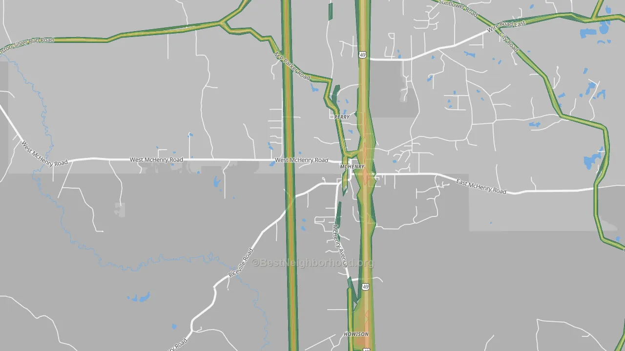 Mc Henry, MS Map of Noise Levels in Mc Henry