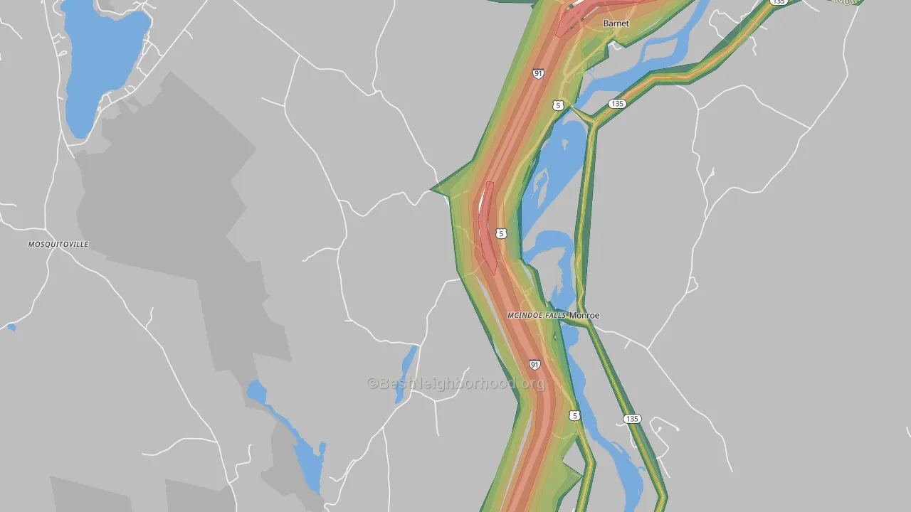 Mc Indoe Falls, VT Map of Noise Levels in Mc Indoe Falls