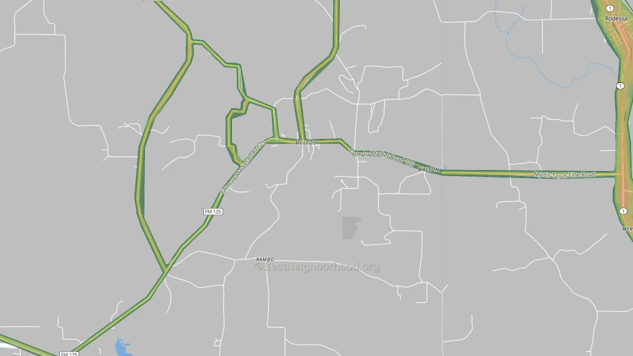 Mc Leod, TX Map of Noise Levels in Mc Leod