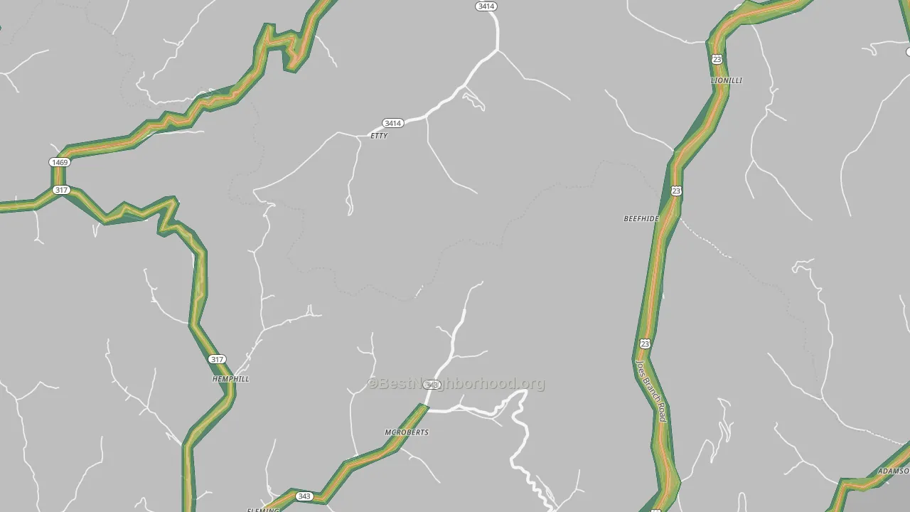 Mc Roberts, KY Map of Noise Levels in Mc Roberts