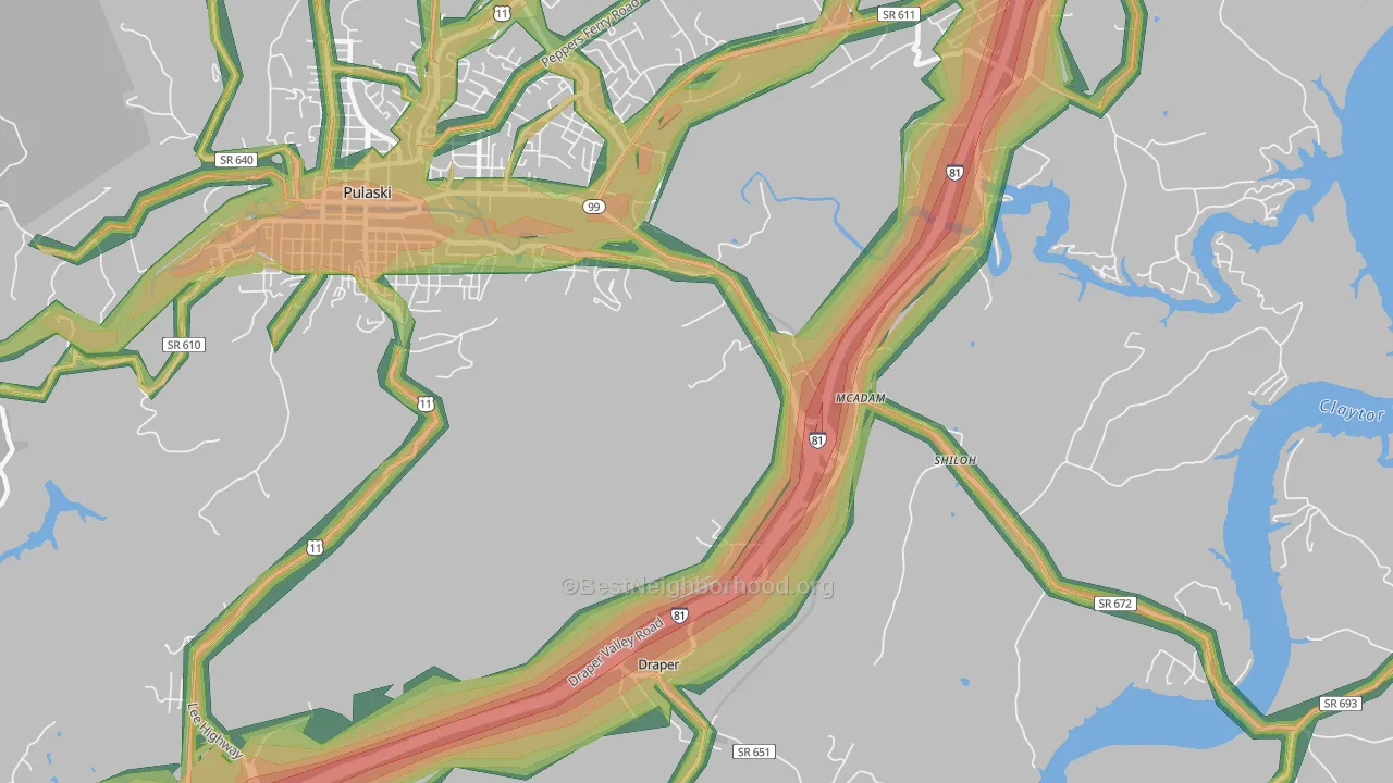 McAdam, VA Map of Noise Levels in McAdam