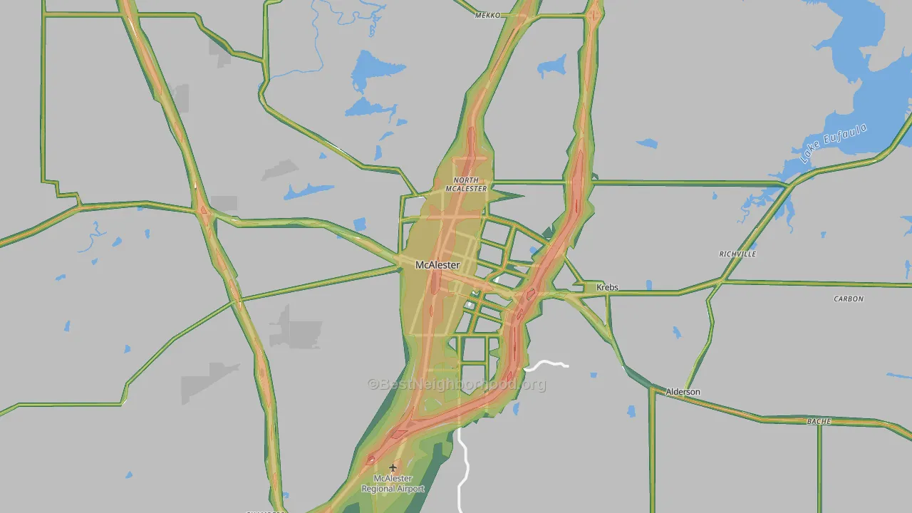 McAlester, OK Map of Noise Levels in McAlester