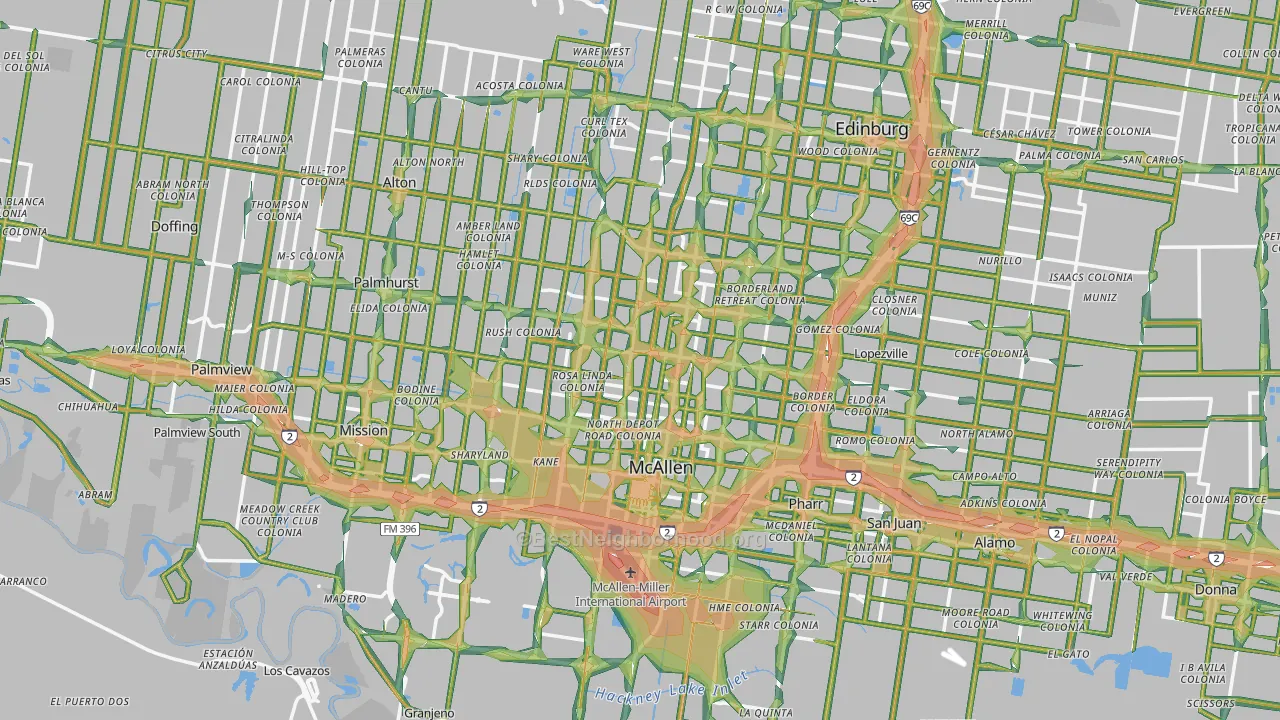 McAllen, TX Map of Noise Levels in McAllen