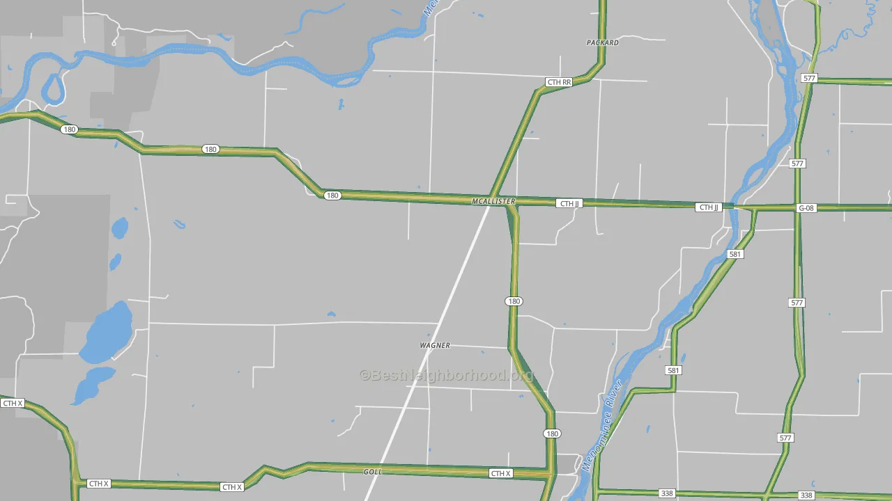 McAllister, WI Map of Noise Levels in McAllister