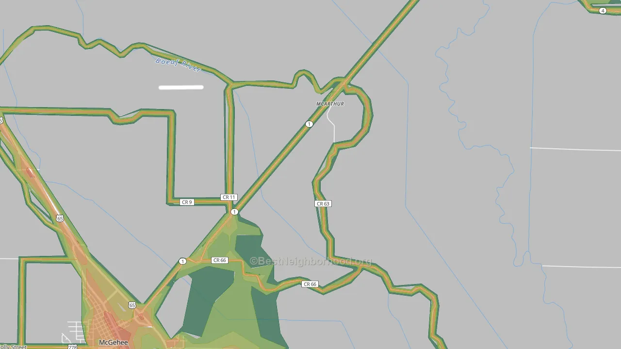 McArthur, AR Map of Noise Levels in McArthur