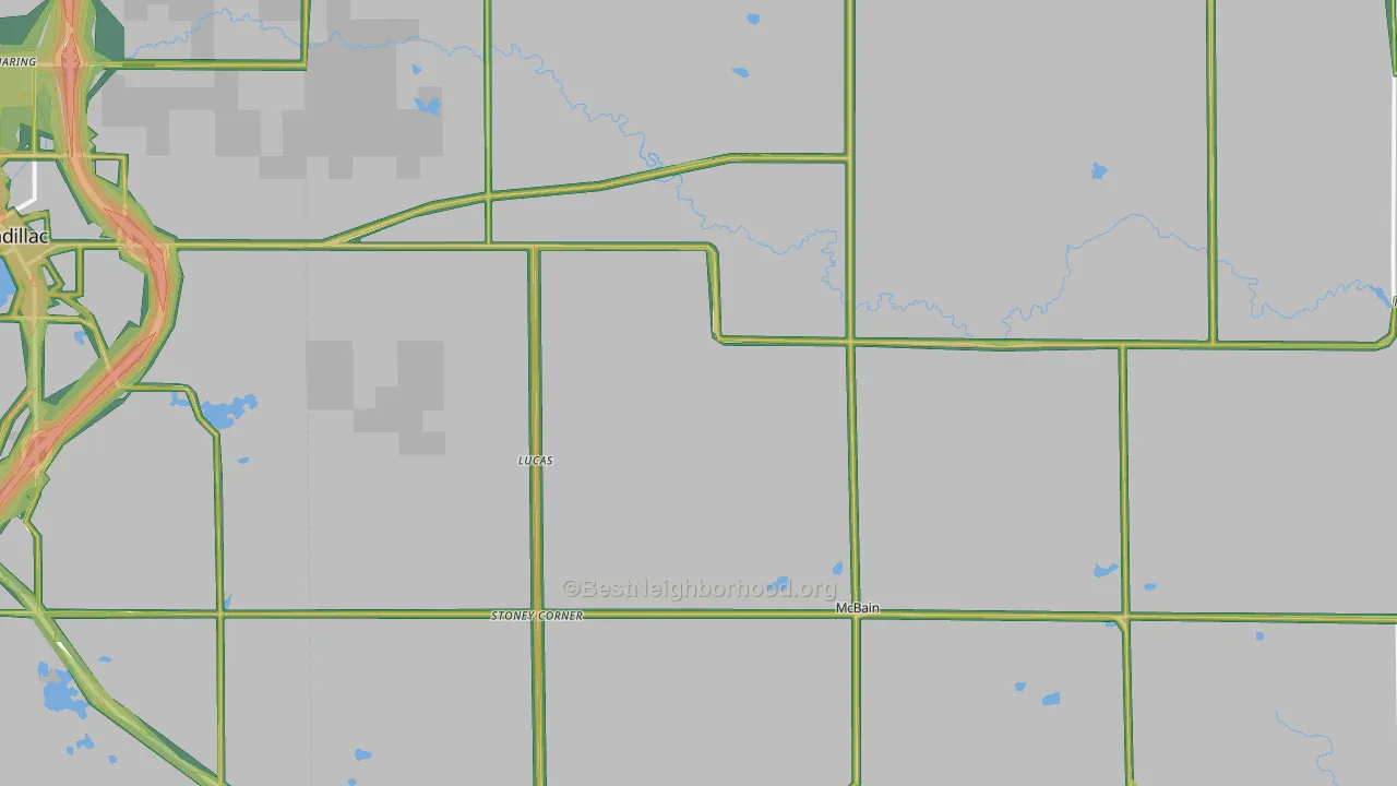 McBain, MI Map of Noise Levels in McBain