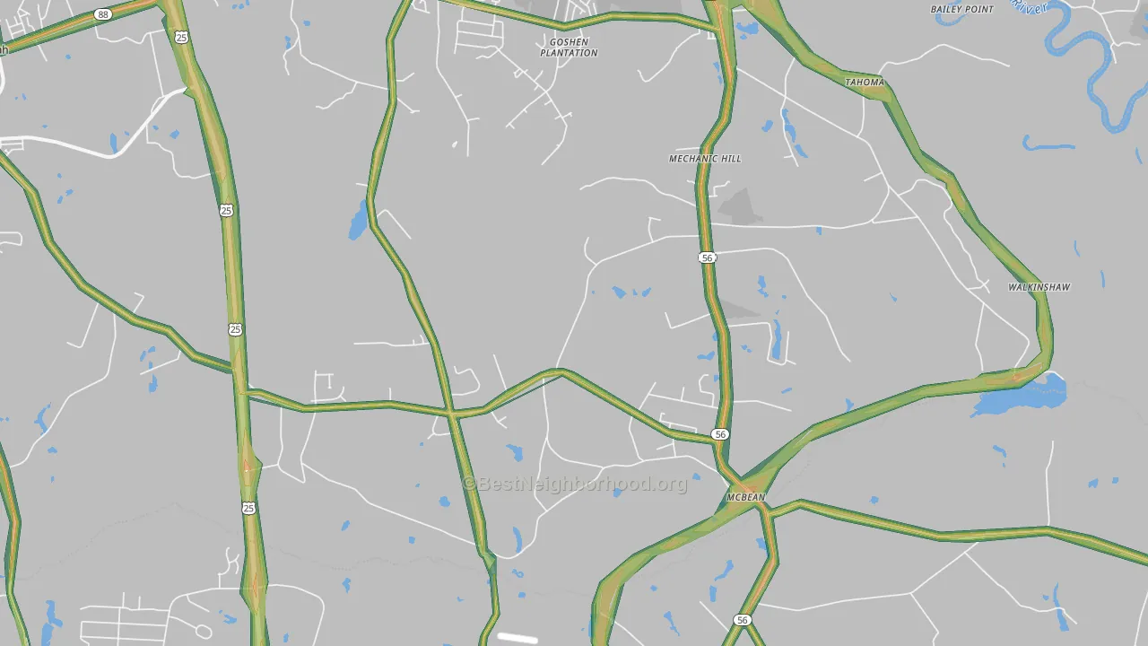 McBean, GA Map of Noise Levels in McBean
