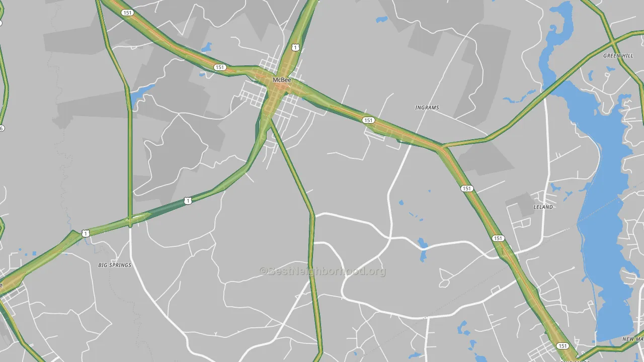 McBee, SC Map of Noise Levels in McBee