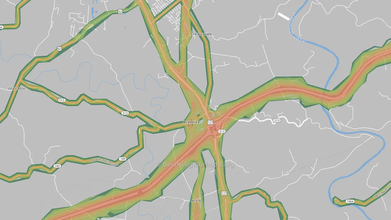 McBrayer, KY Map of Noise Levels in McBrayer