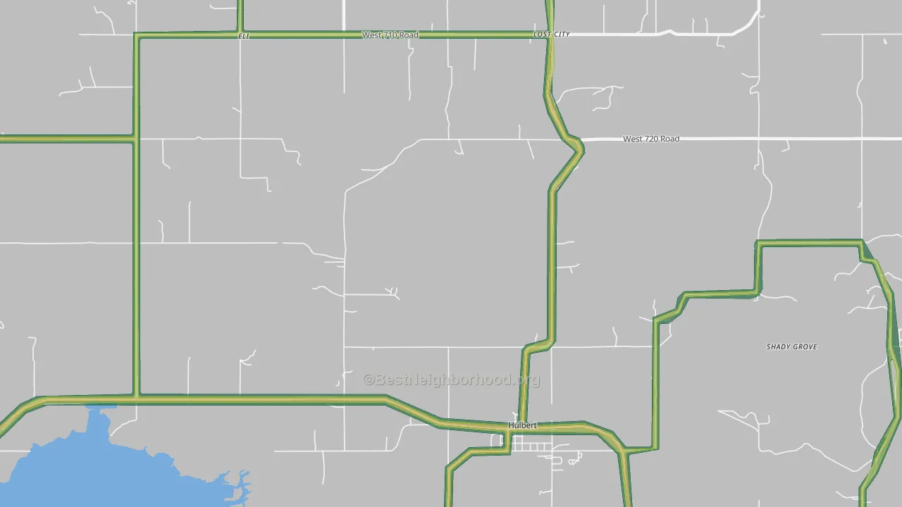 McBride, OK Map of Noise Levels in McBride