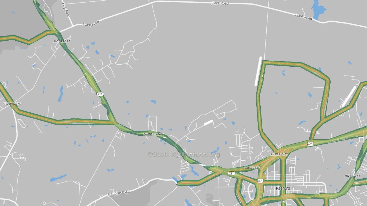 Mccain, NC Map of Noise Levels in Mccain