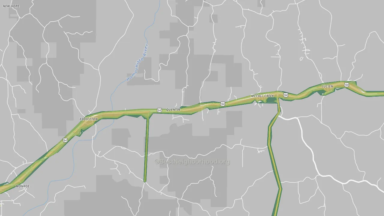 McCall Creek, MS Map of Noise Levels in McCall Creek