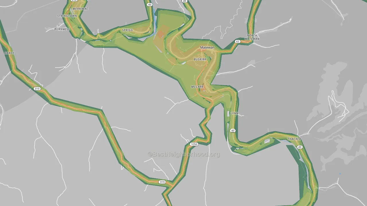 McCarr, KY Map of Noise Levels in McCarr