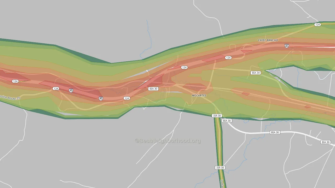 McCartys Village, NM Map of Noise Levels in McCartys Village