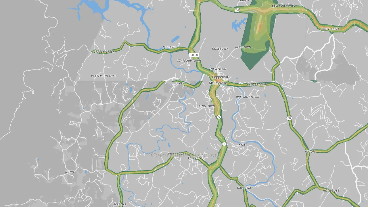 McCaysville, GA Map of Noise Levels in McCaysville