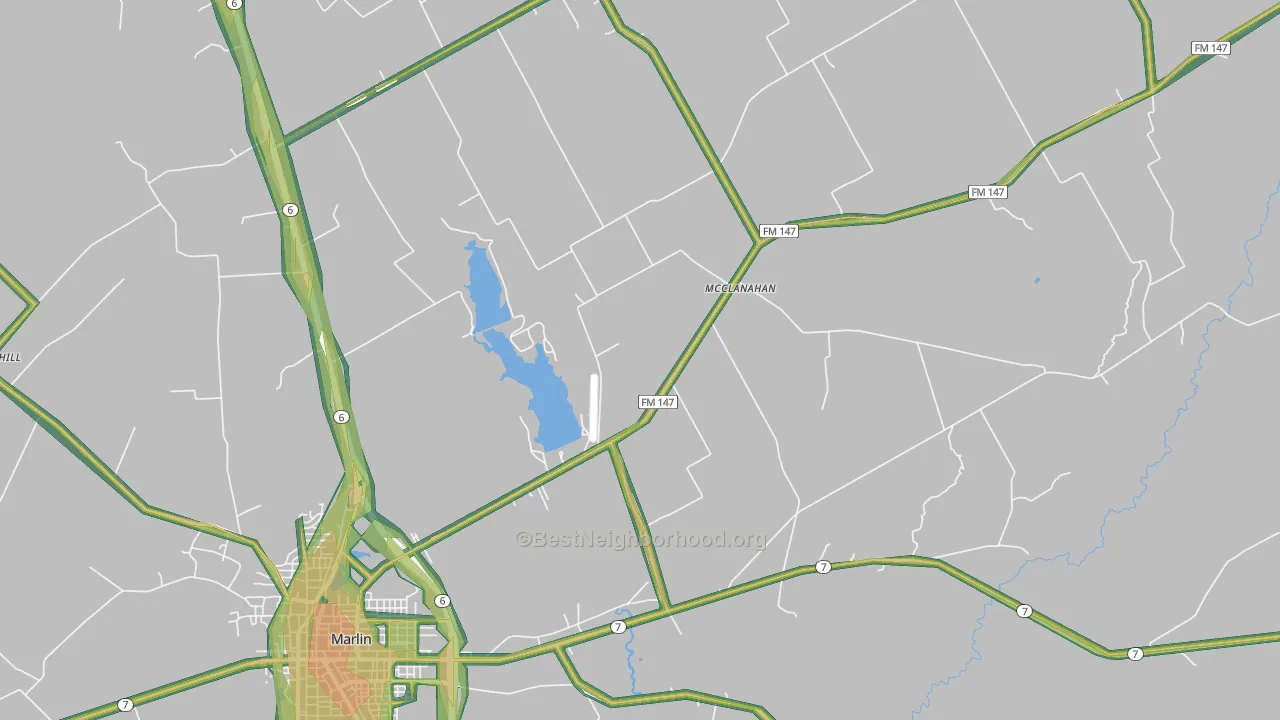 McClanahan, TX Map of Noise Levels in McClanahan