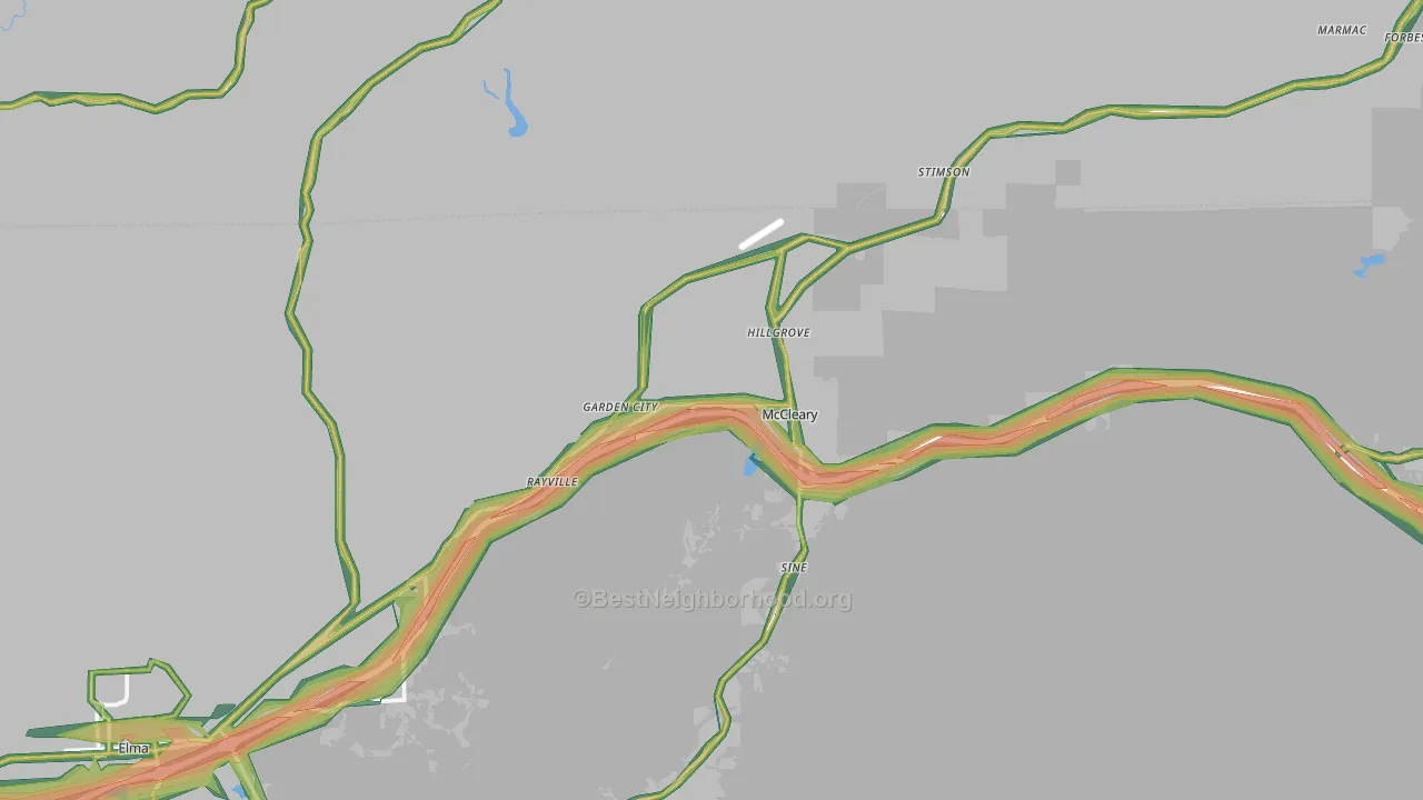 Mccleary, WA Map of Noise Levels in Mccleary