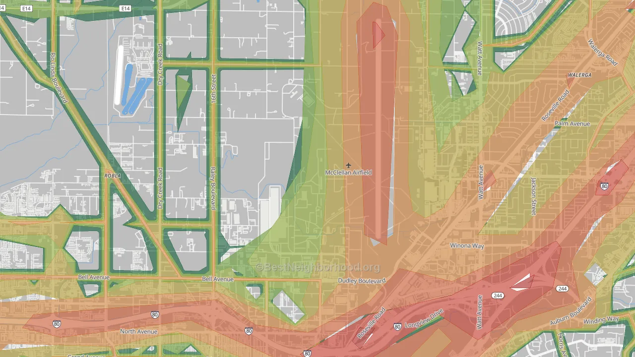 McClellan Park, CA Map of Noise Levels in McClellan Park