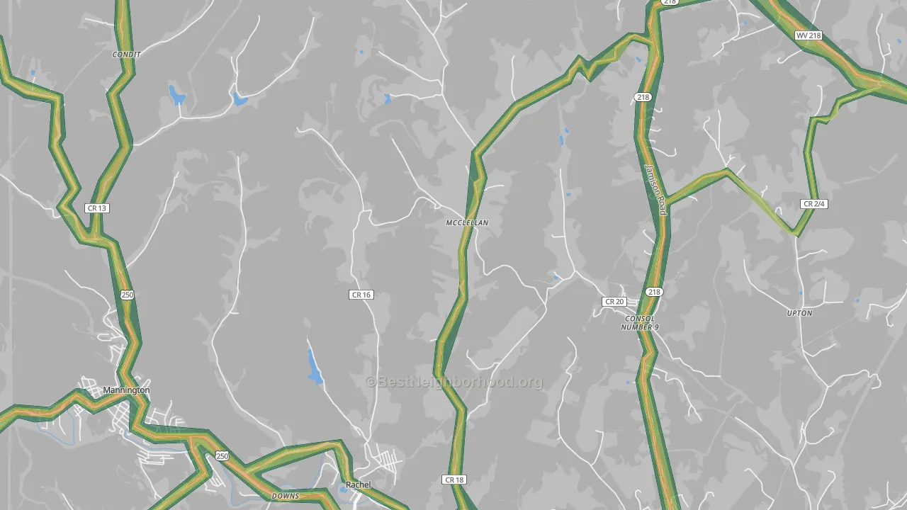 McClellan, WV Map of Noise Levels in McClellan
