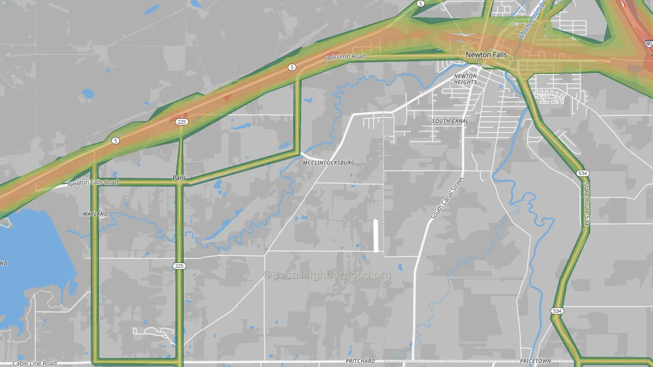 McClintocksburg, OH Map of Noise Levels in McClintocksburg