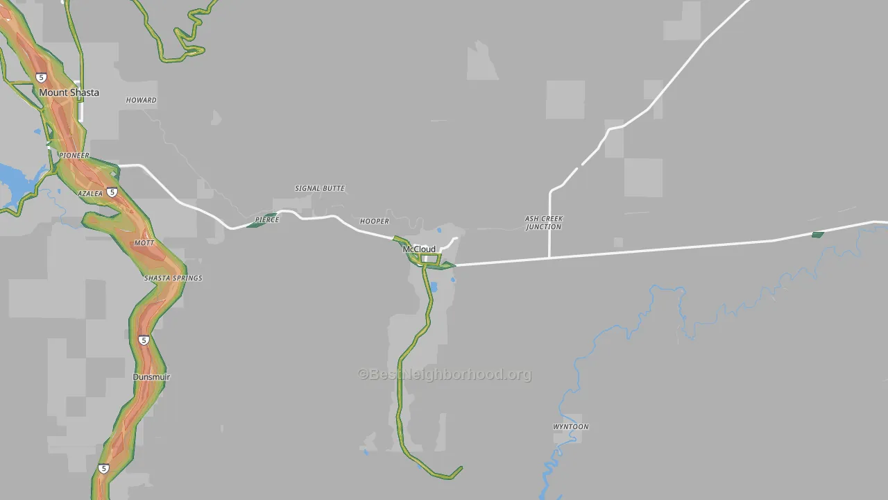 Mccloud, CA Map of Noise Levels in Mccloud
